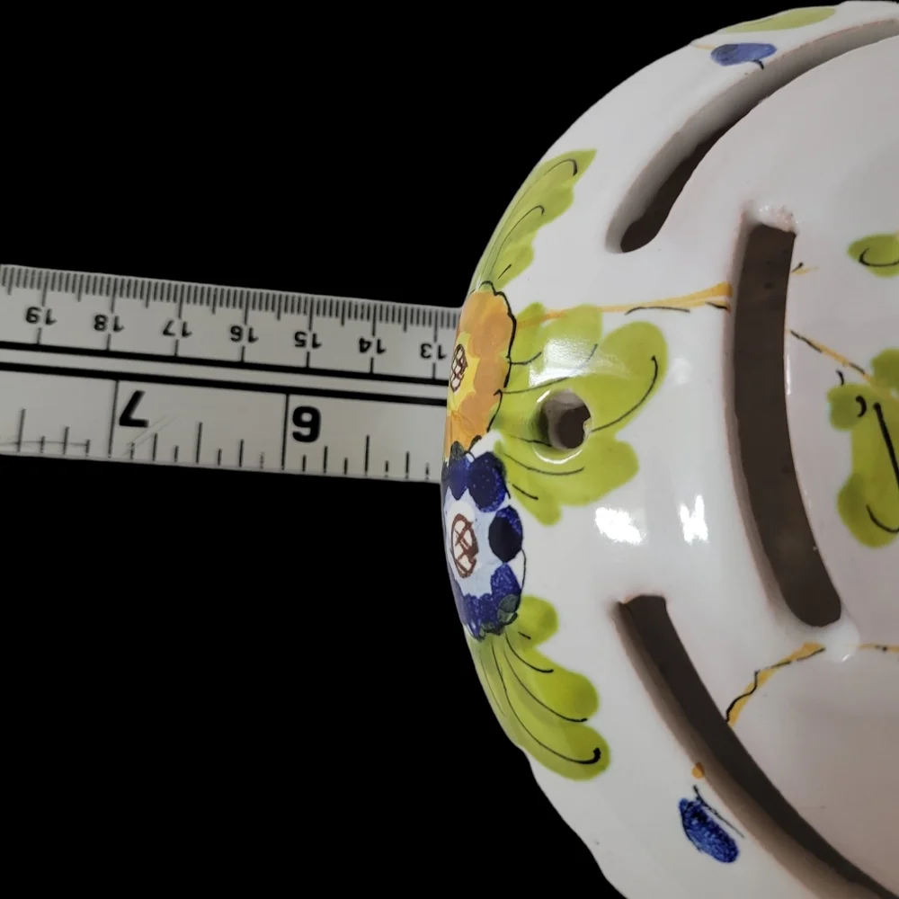 Italian Pottery Vase Flower Frog Hand Painted